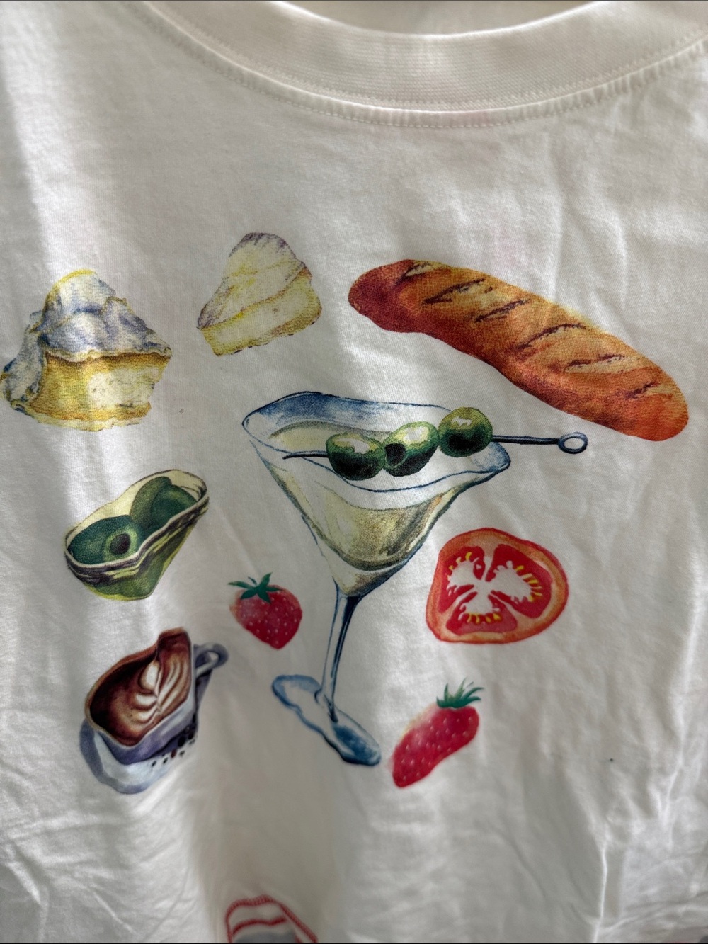 Messy Bun Cream Graphic Tee with martini motif - Picture 3 of 6